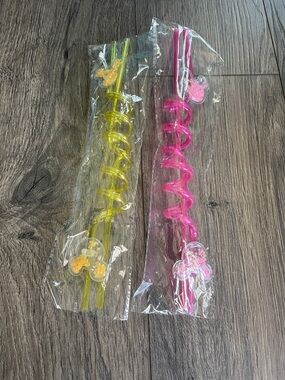 Spiral Acrylic Mickey Mouse Straws  - Pink and Yellow